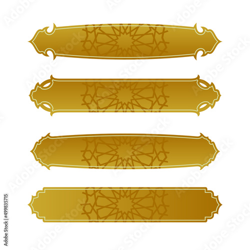 set of islamic ribbon banner for arabic text 