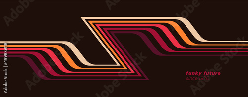 Modish technology background design in retro futuristic style with colorful lines. Vector illustration.