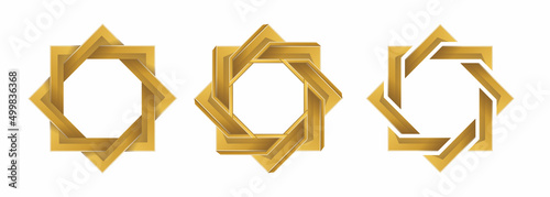 new realistic islamic octagonal shape gold color