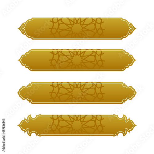 set of islamic ribbon banner for arabic text 