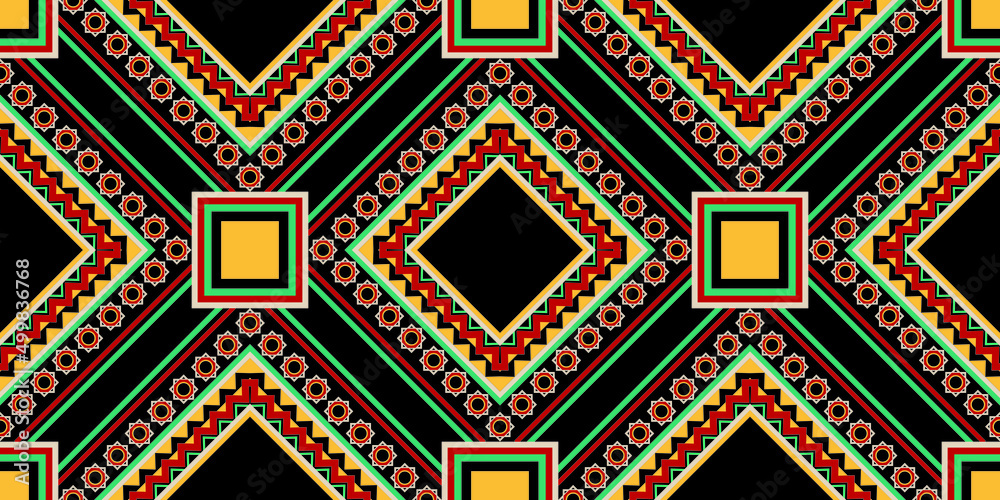 Fototapeta premium seamless ethnic pattern design.Geometric ethnic oriental ikat pattern traditional Design.ethnic oriental pattern,fabric,embroidery.Mexican pattern.merican pattern.latin african.indian fabric.Mexican