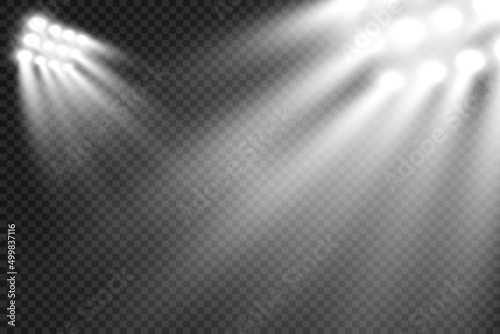 White scene on with spotlights. Vector illustration.