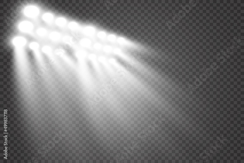 White scene on with spotlights. Vector illustration.