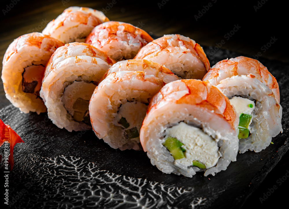 fish sushi roll in plate fish sushi roll in plate