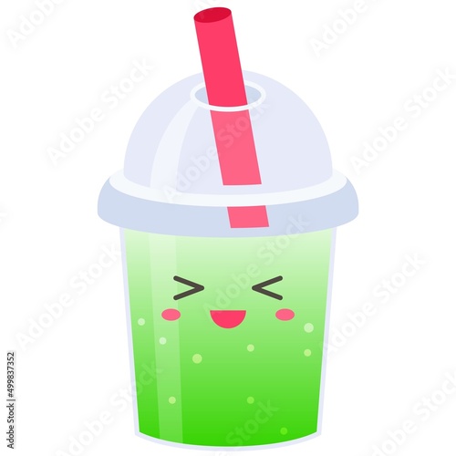 Apple tea in plastic cup, Cold drink vector