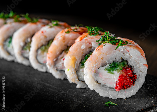 fish sushi roll in plate