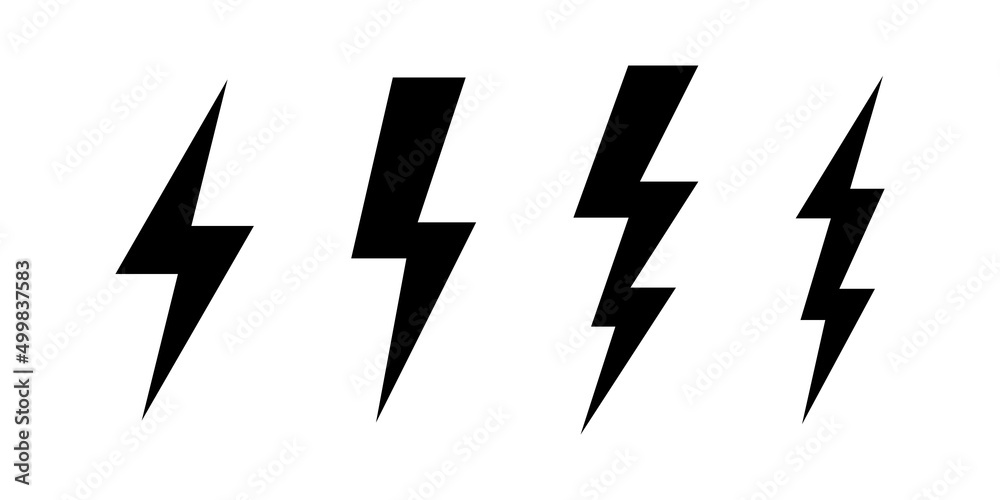 Lightening bolt icon set. Thunder bolt. Lightning electric icon vector