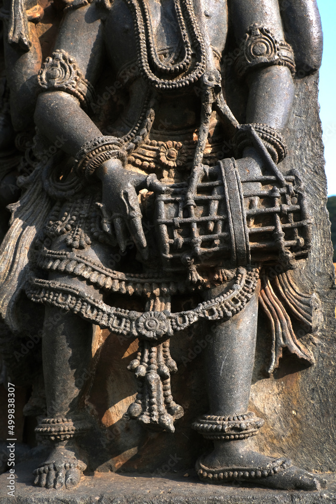 Hoysaleswara Temple sculpture work Halebidu Karnataka India, 12th-century Hindu temple dedicated to Shiva, It is the largest monument in Halebidu, the former Hoysala capital.