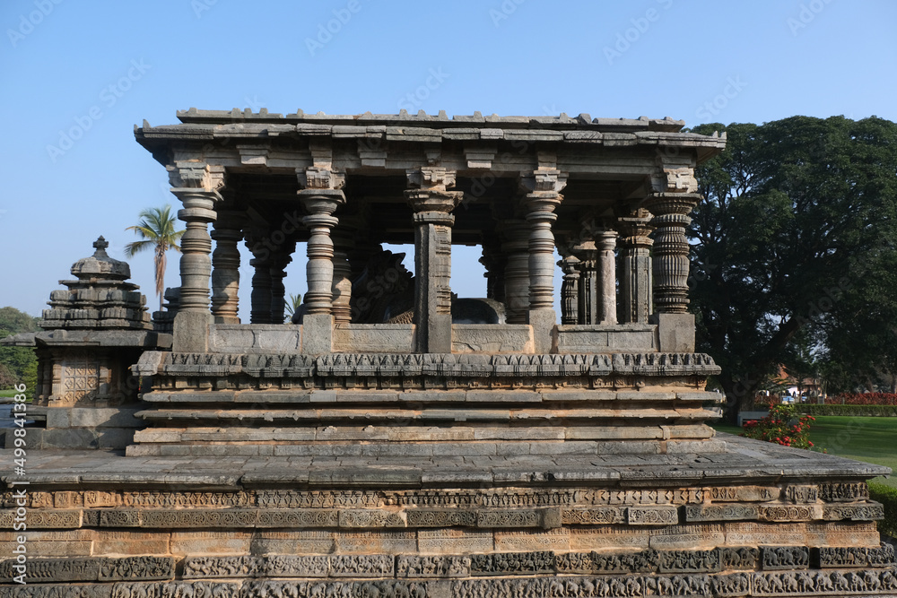 Ancient Hoysaleswara Hindu Temple Complex at Halebidu, developed under the rule of the Hoysala Empire between the 11th and 14th centuries, It is the largest monument in Halebidu, Karnataka, India. Ancient Hoysaleswara Hindu Temple Complex at Halebidu, developed under the rule of the Hoysala Empire between the 11th and 14th centuries, It is the largest monument in Halebidu, Karnataka, India.