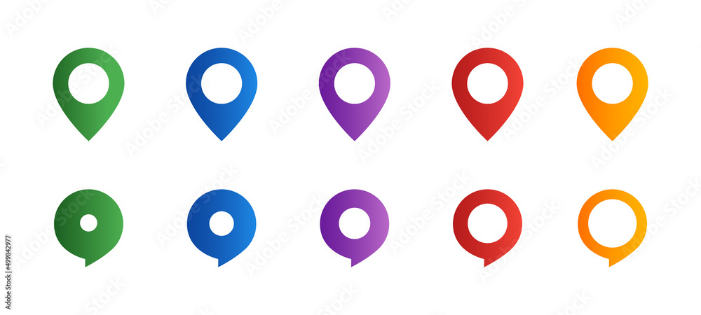 Location pointers collection. Location pointer icon set. Map pins set ...