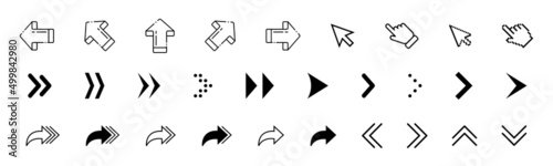 Black arrow icon set. Arrows collection, Minimal sign, symbol. Direction symbol. Vector graphic