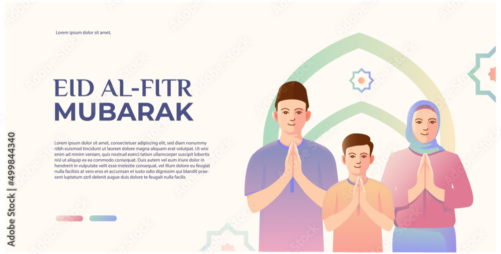 banner of muslim family greeting eid al fitr banner of muslim family greeting eid al fitr