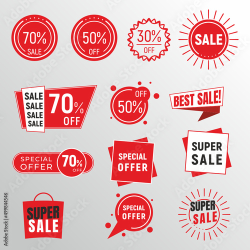 Set of stickers, sale labels. Shopping stickers and badges for merchandise and promotion, special offer, new collection, discount. 