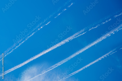 vapor trail on the blue sky