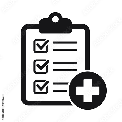 Medical checklist icon, medical report vector icon.