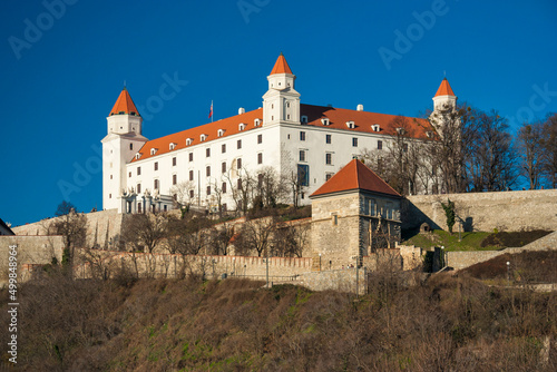 Slovakia - Bratislava - Bratislava old town with castle (aka Bratislavsky Grad, Pressburger Schloss or Pozsonyi Var)