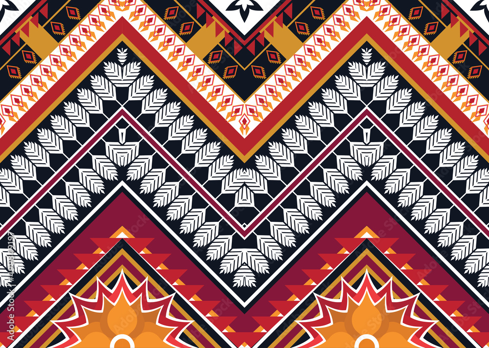 Geometric ethnic flower pattern for background,fabric,wrapping,clothing,wallpaper,Batik,carpet,embroidery style. Geometric ethnic flower pattern for background,fabric,wrapping,clothing,wallpaper,Batik,carpet,embroidery style.