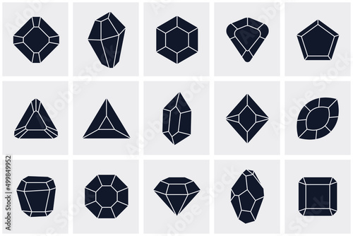 Gems stones. Diamond jewels luxury set icon symbol template for graphic and web design collection logo vector illustration