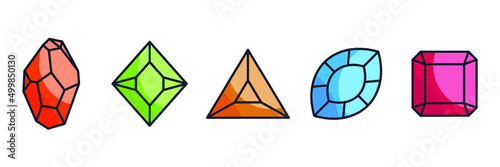 Gems stones. Diamond jewels luxury set icon symbol template for graphic and web design collection logo vector illustration