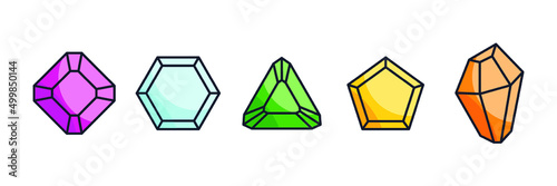 Gems stones. Diamond jewels luxury set icon symbol template for graphic and web design collection logo vector illustration