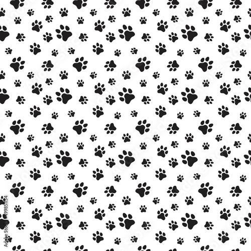 Dog and Cat paw seamless pattern vector doodle abstract animal footprint background for fabric, texture and wallpaper illustration for digital and print materials. © TukTuk Design