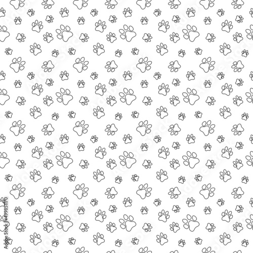 Dog and Cat paw seamless pattern vector doodle abstract animal footprint background for fabric, texture and wallpaper illustration for digital and print materials.