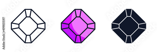 Gems stones. Diamond jewels luxury icon symbol template for graphic and web design collection logo vector illustration
