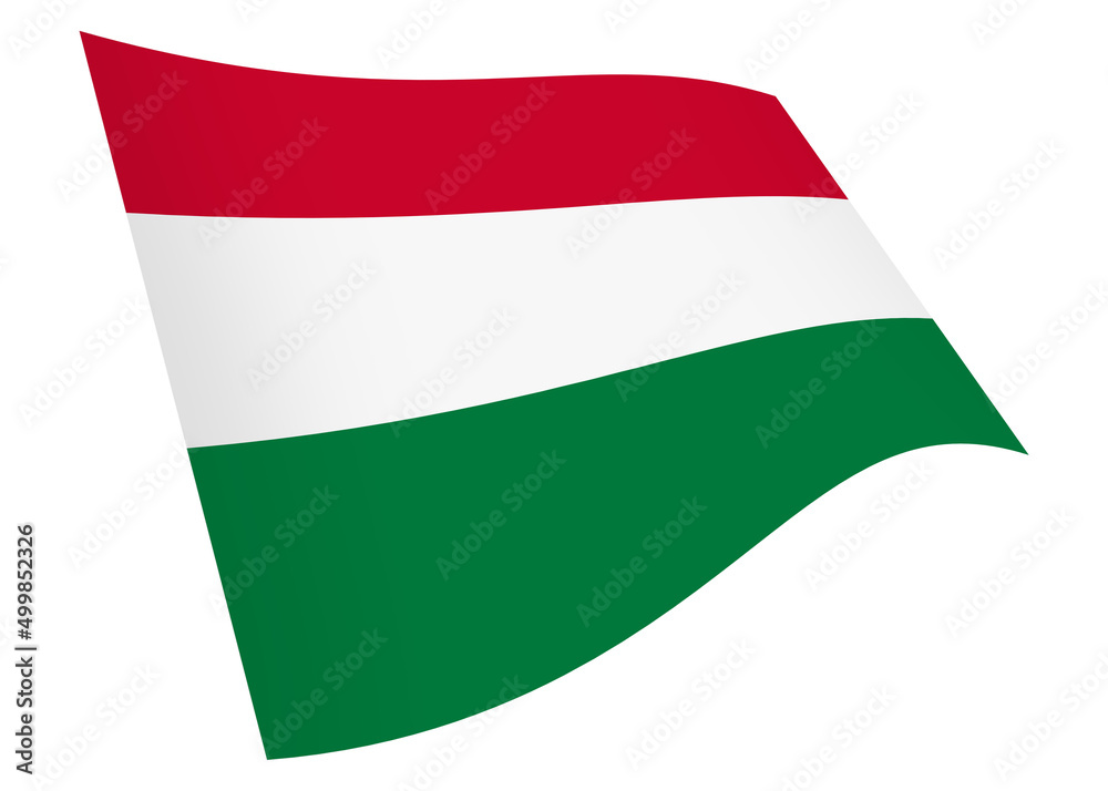 Hungary waving flag 3d illustration isolated on white with clipping path Hungary waving flag 3d illustration isolated on white with clipping path