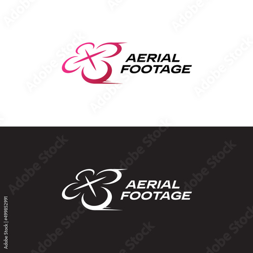 Drone logo, Aerial footage. Vector logotype