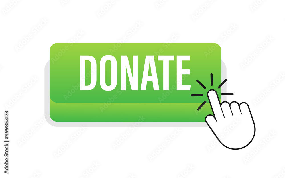Donate with cursor button. Internet icon. Pointer click icon. Vector stock illustration. Donate with cursor button. Internet icon. Pointer click icon. Vector stock illustration.