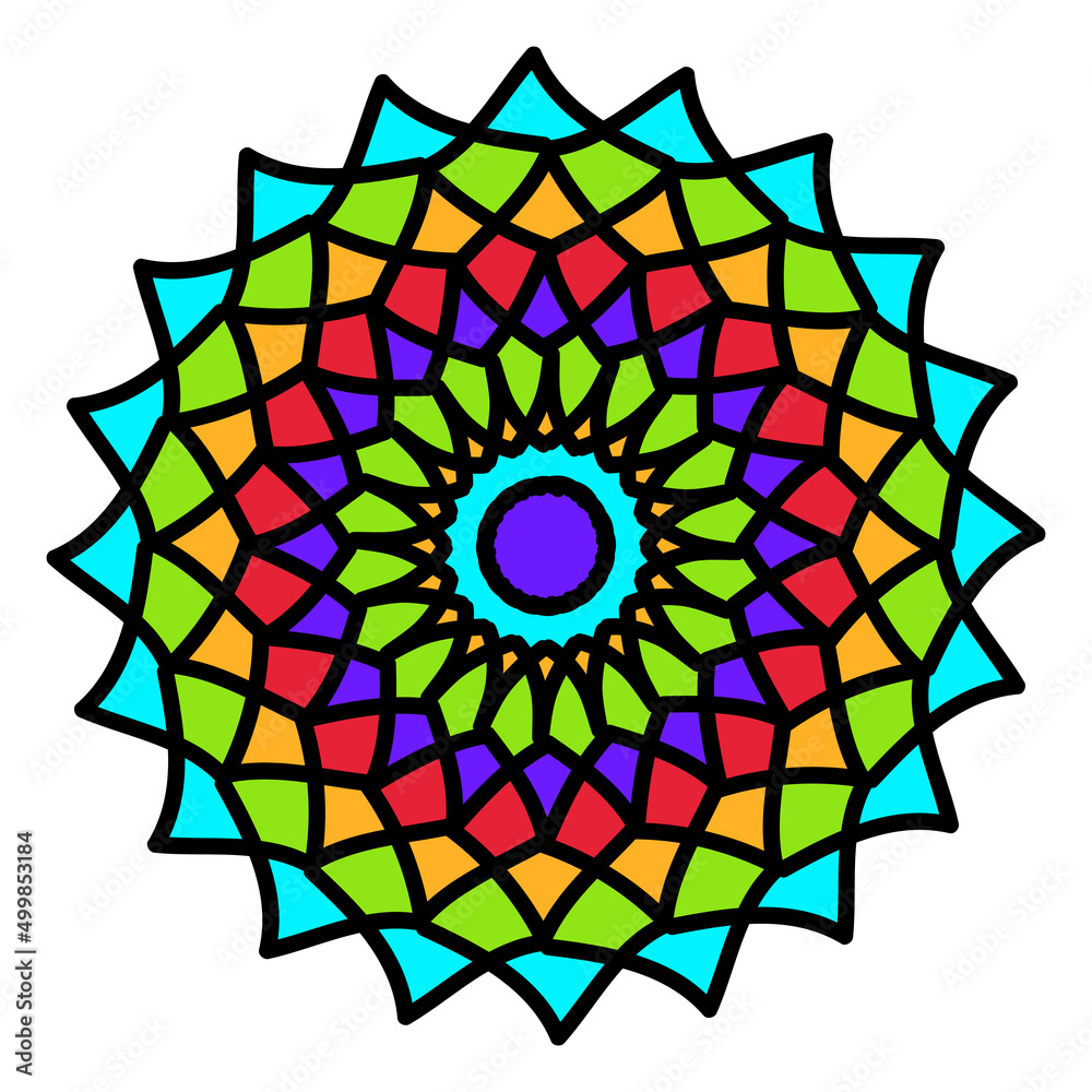 Multi Color Hand Drawn Rangoli Mandala Lace Design Multi Color Hand Drawn Rangoli Mandala Lace Design