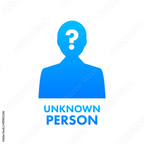Unknown missing person. Mysterious strange man. Vector stock illustration.