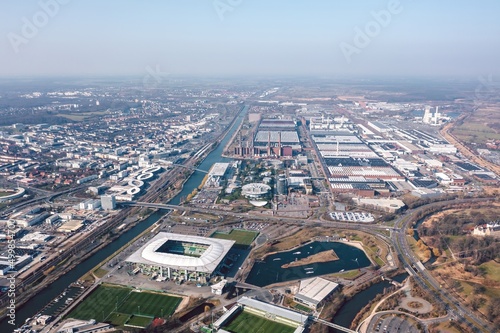 Aerial cityscape of Wolfsburg  Germany