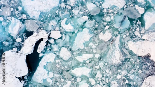 Icebergs from melting glacier in ice lagoon. Majestic Arctic Deep Clear Water. Climate Change Global Warming problem. Iceland.