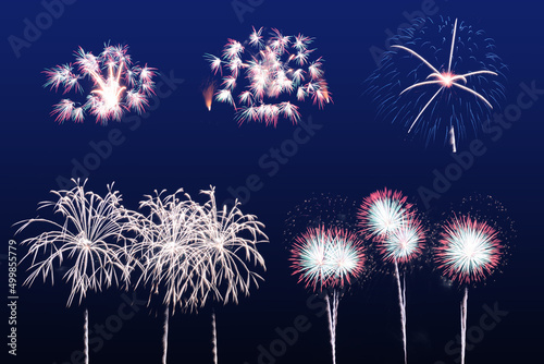 Fireworks isolated on black background. Abstract colorful bright firework. background for celebrate.