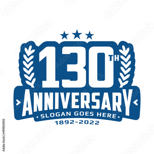 130 years anniversary logo design template. 130th anniversary celebration logotype. Vector illustration. 