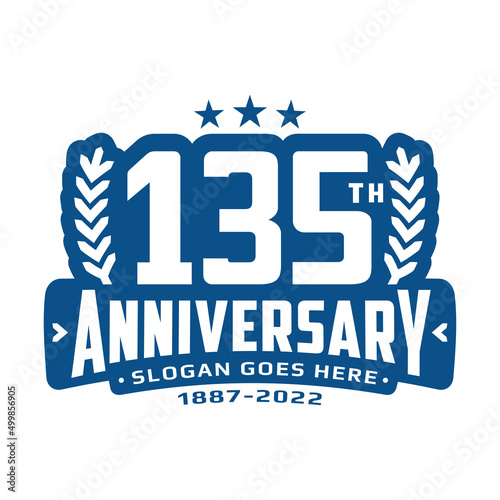 135 years anniversary logo design template. 135th anniversary celebration logotype. Vector illustration. 