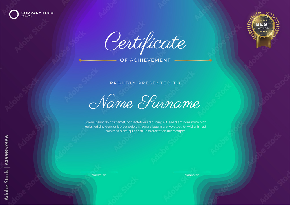 Modern Purple Certificate Template And Border For Award Diploma And Printing Black And Gold