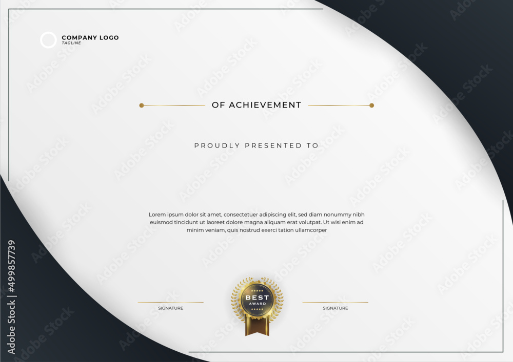 Modern white certificate template and border, for award, diploma, and ...