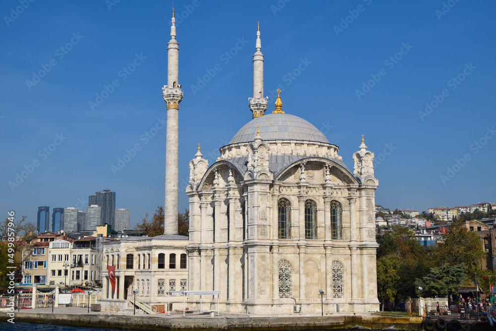Ortakoy Mosque, officially the Buyuk Mecidiye Camii in Besiktas, Istanbul, Turkey