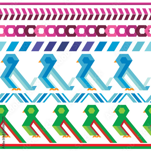 typical ethnic textile pattern of Guatemala birds