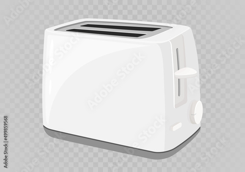 Toaster flat illustration. Graphic illustration of kitchen equipment isolated on white background. Isometric toaster. Cartoon style.