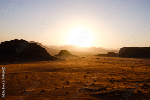 Sunset in Wadi Rum desert in Jordan