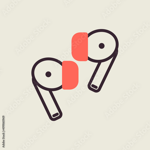 Pair of wireless earbud headphones vector icon