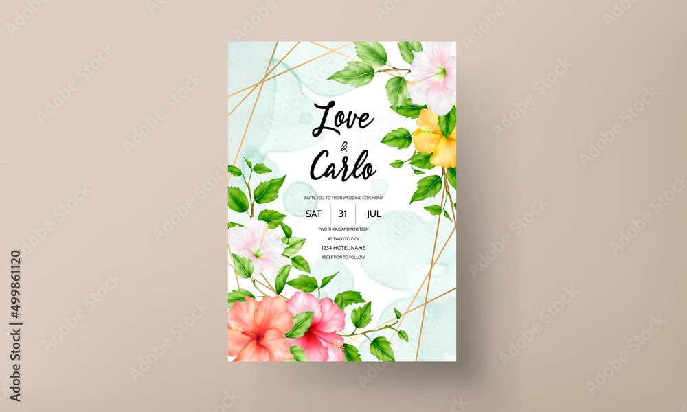 beautiful summer flower wedding invitation card template