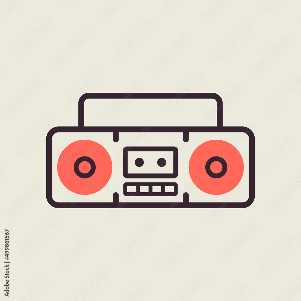 Boombox cassette stereo recorder vector icon Boombox cassette stereo recorder vector icon