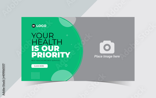 Medical healthcare youtube thumbnail and editable template design layout. Web banner dental hospital and clinic cover photo promotion