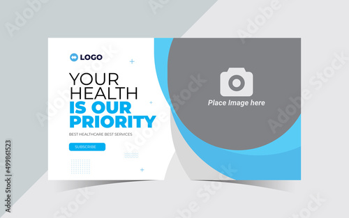 Medical healthcare youtube thumbnail and editable template design layout. Web banner dental hospital and clinic cover photo promotion