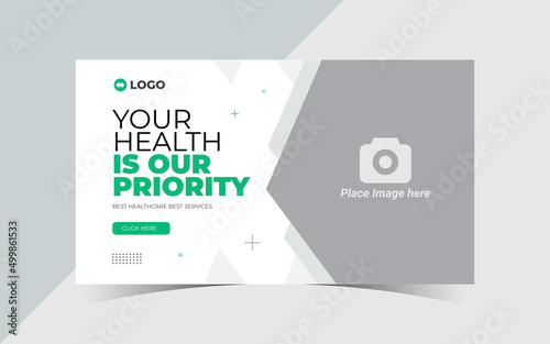 Medical healthcare youtube thumbnail and editable template design layout. Web banner dental hospital and clinic cover photo promotion