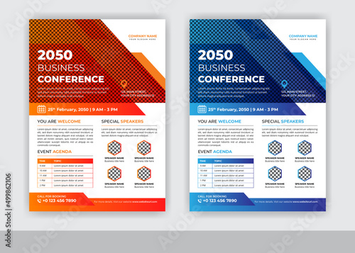 Abstract Business Conference And Event Flyer Template Design Vector